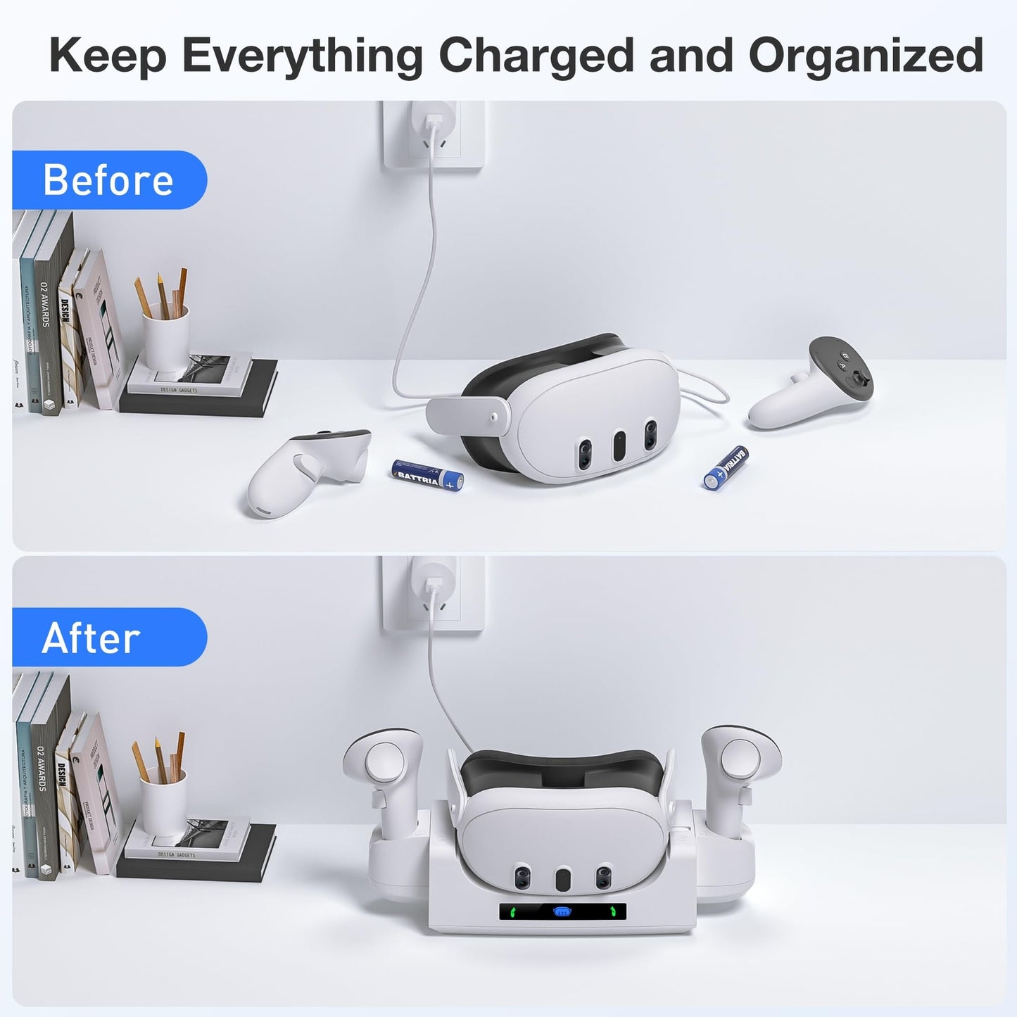 Charging Dock for Meta Quest 3 VR Headset & Controllers Accessories Storage Dock