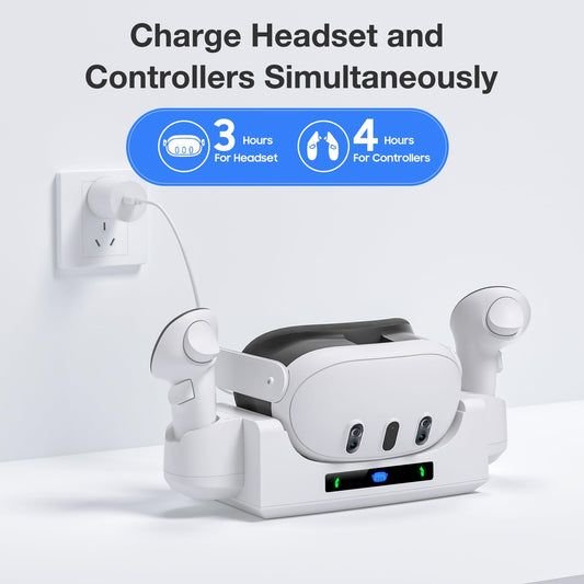 Charging Dock for Meta Quest 3 VR Headset & Controllers Accessories Storage Dock
