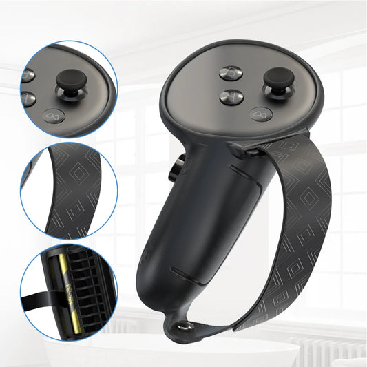 Silicone Grips Cover W/ Knuckle Straps and Battery Opening Non-Slip Controllers Protector for Meta Quest 3/3S VR Accessories