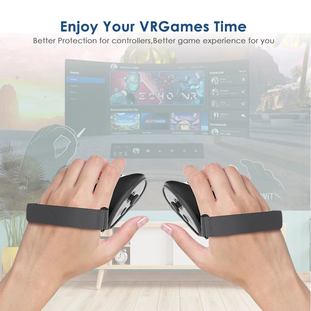 Silicone Grips Cover W/ Knuckle Straps and Battery Opening Non-Slip Controllers Protector for Meta Quest 3/3S VR Accessories
