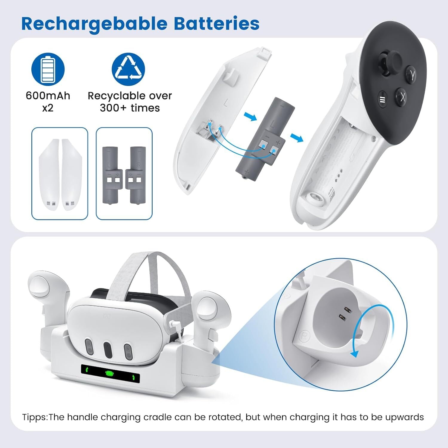 For Meta Quest 3 VR Headset Controller Accessories Quick Charging Station Dock