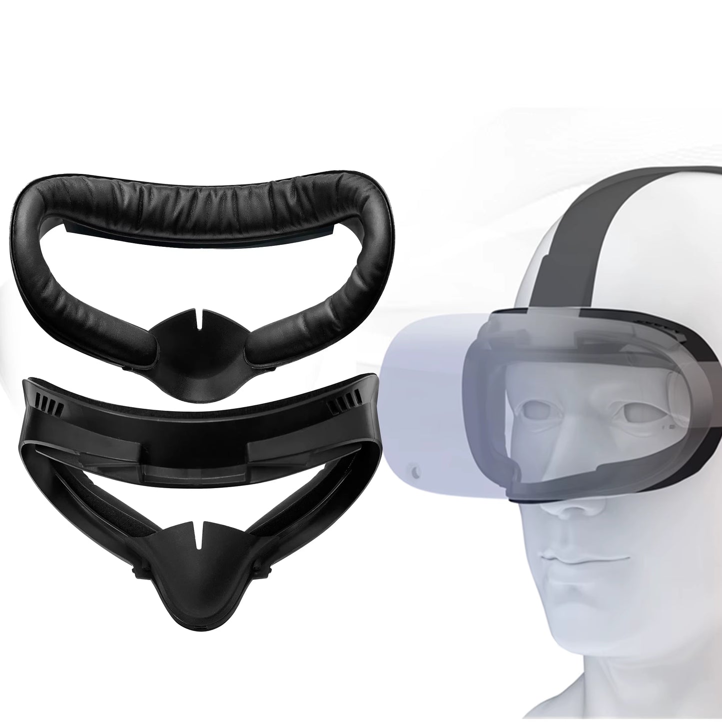 Facial Interface & Face Cover Pad for Oculus Quest 2, Sweat-Proof PU Foam Cushion - VR Accessories