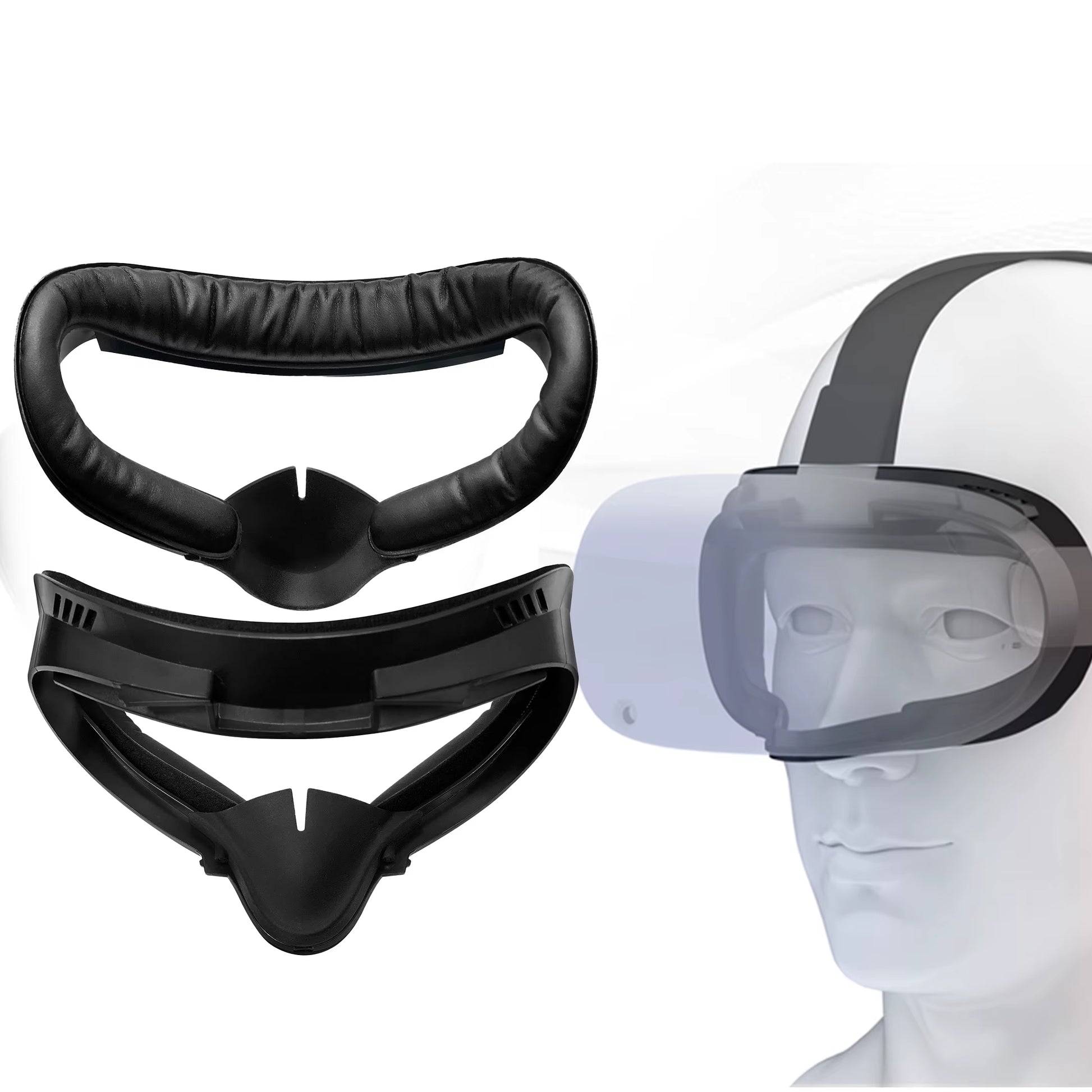 Facial Interface & Face Cover Pad for Oculus Quest 2, Sweat-Proof PU Foam Cushion - VR Accessories